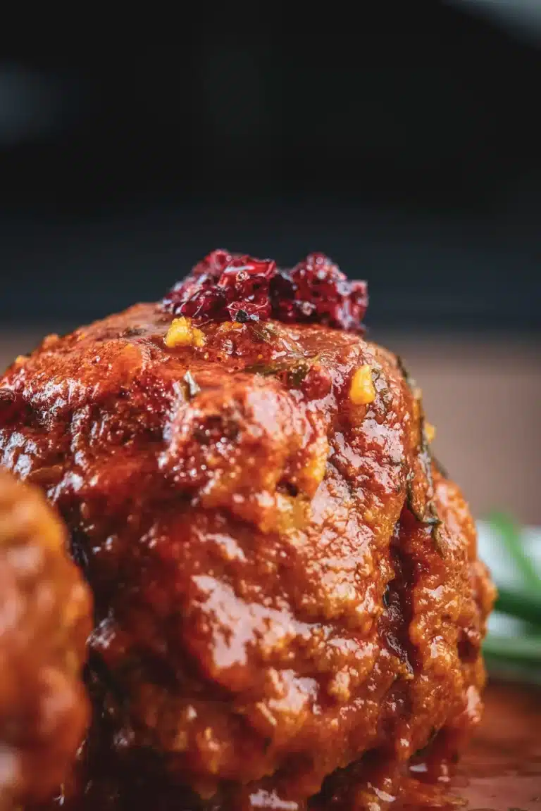 Saucy BBQ meatloaf with a crispy crust