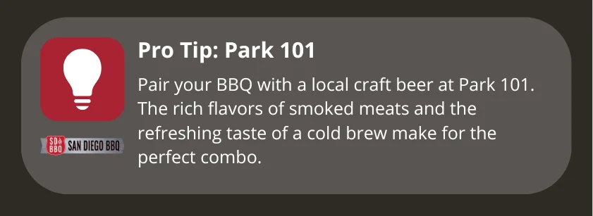 Pairing BBQ with a local craft beer at Park 101 is the perfect flavor combination.