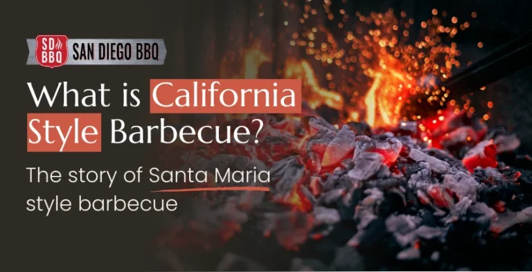 California-style barbecue featuring Santa Maria tri-tip grilling. Discover the unique red oak cooking method and simple seasoning used in this BBQ tradition.