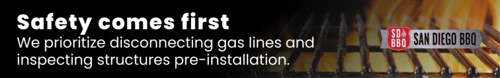 Safety-focused grill replacement means careful gas line disconnection and secure installation.